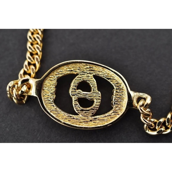 Christian Dior Light Stone CD Logo Bracelet Gold Plate GUC Authentic - Picture 3 of 7
